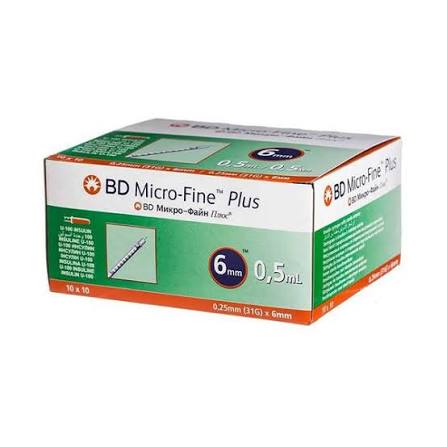 سرنگ انسولین BD (1cc) سرسوزن 6mm